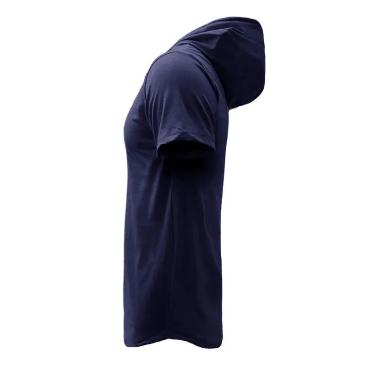 تی شرت کلاه دار آستین کوتاه مردانه سورمه ای نخی مدل 8902