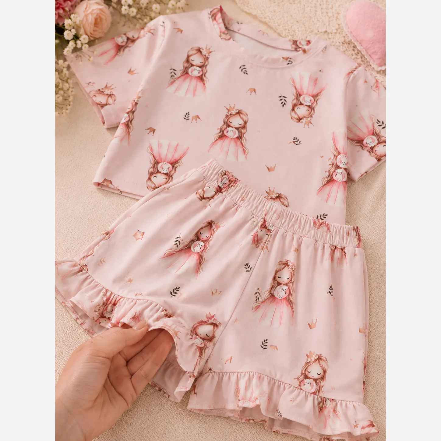 ست کراپ و شلوارک دخترانه پنبه ای خنک سایز 2 تا 9 سال