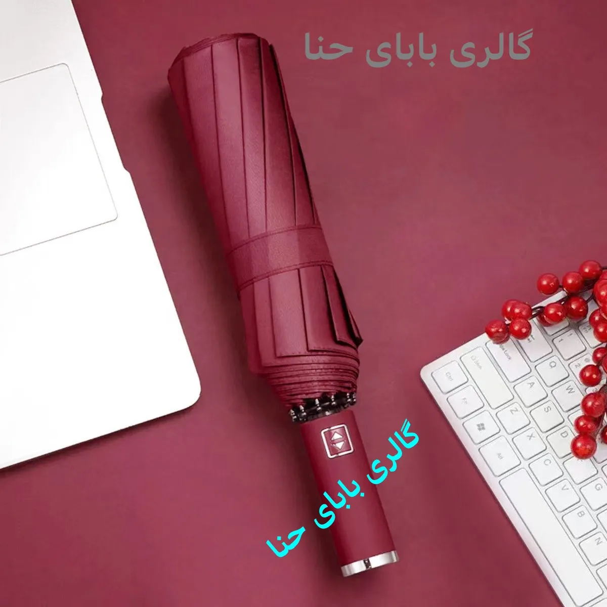 چتر طوفان فول اتوماتیک 10 فنره دو رویه دسته استیل آینهای برزنت نانو ضدباد