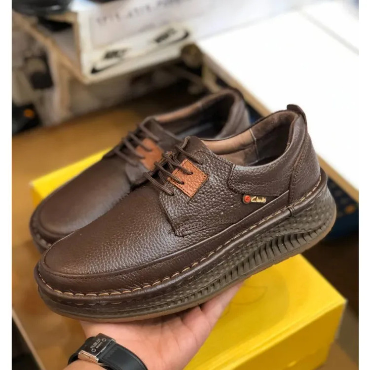 کفش چرم مردانه کلارک رویه چرم طبیعی گاوی زیره PU قهوه ای